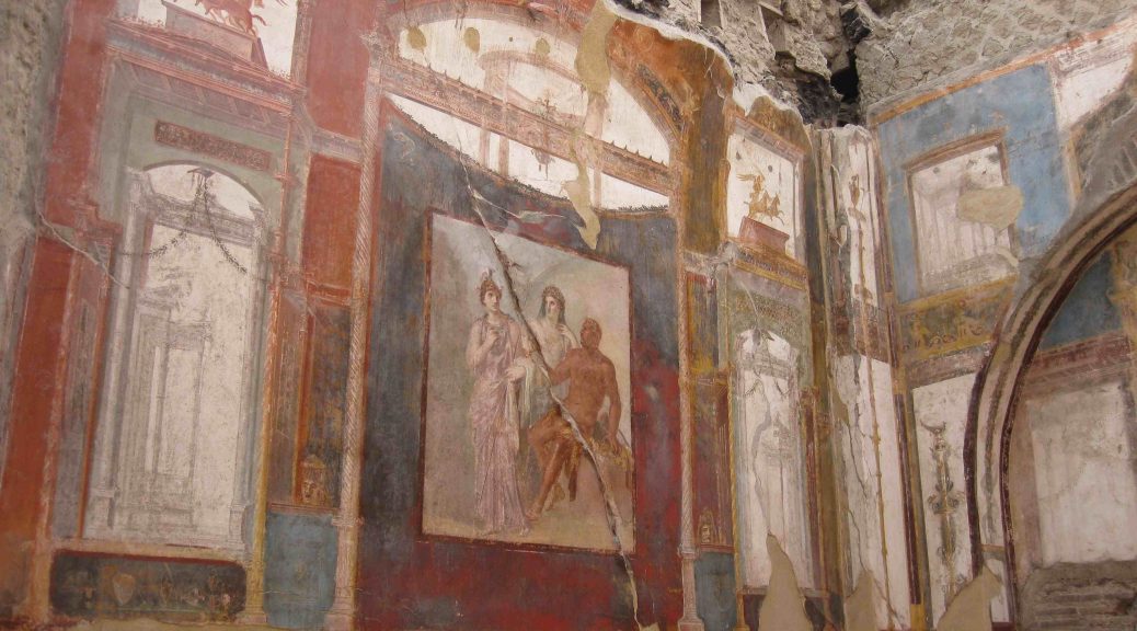 Farbenfrohes Wandbild in Herculaneum
