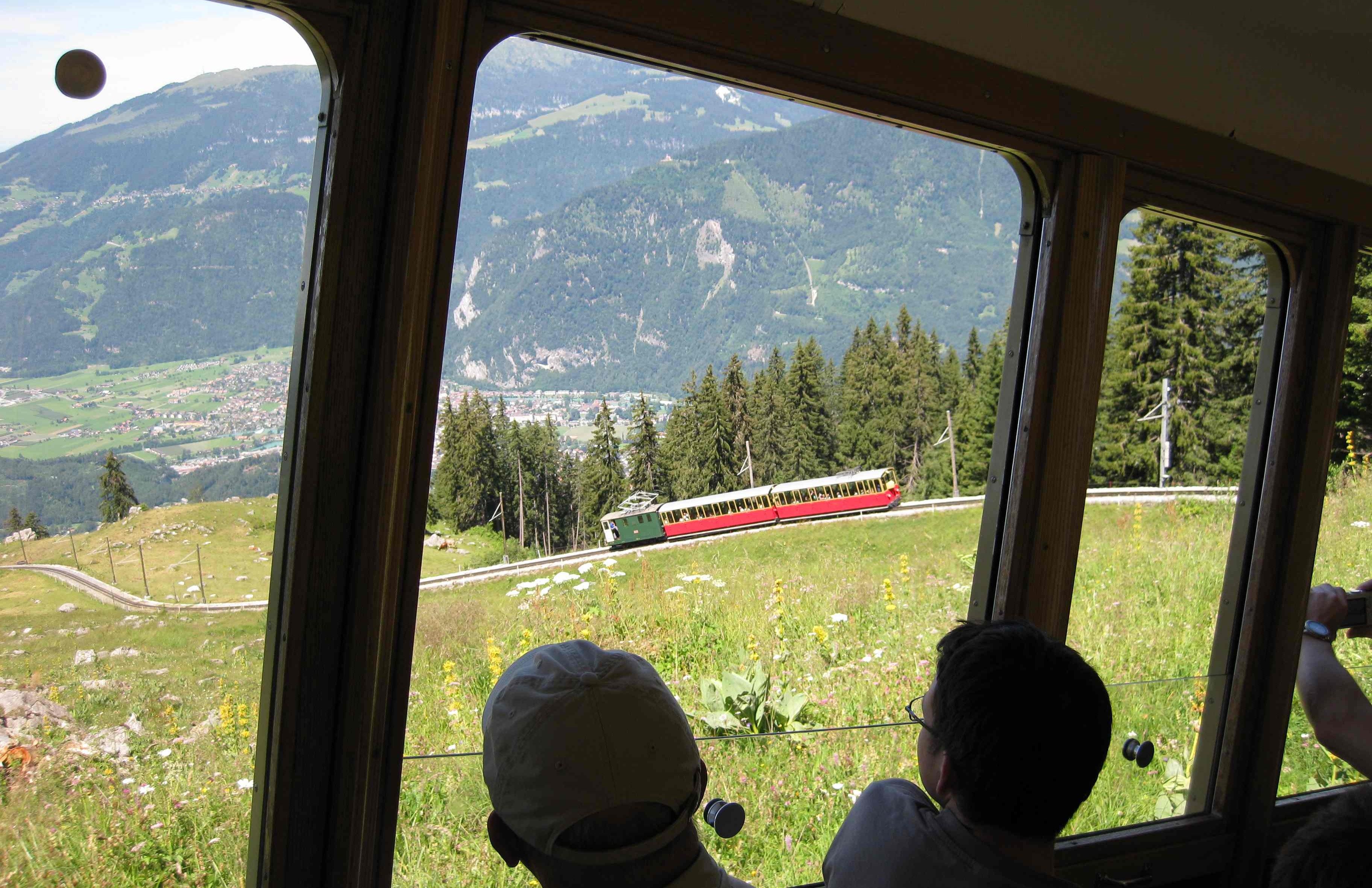 Swiss train bound to Schynige Platte near Interlaken