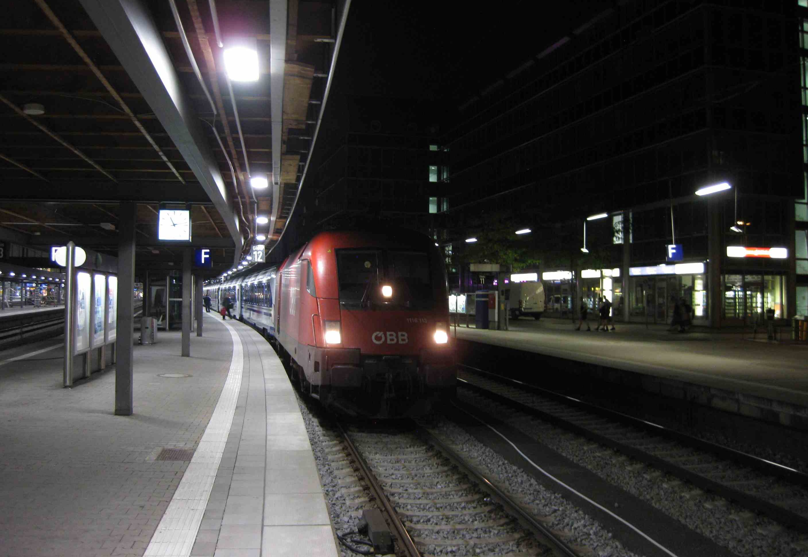Nachtzug nach Budapest im Hauptbahnhof München