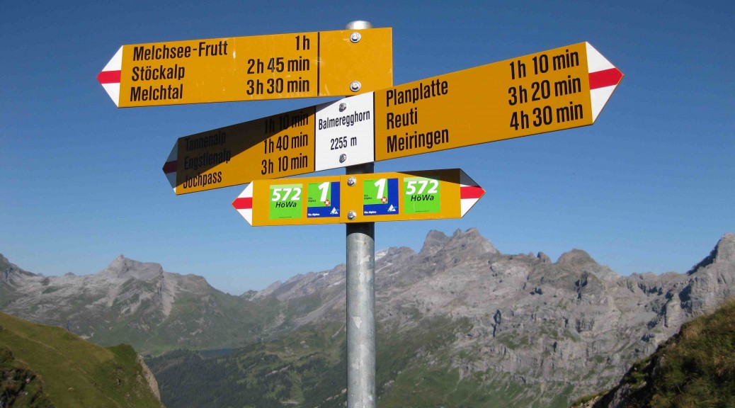 Signpost for hikers in Switzerland