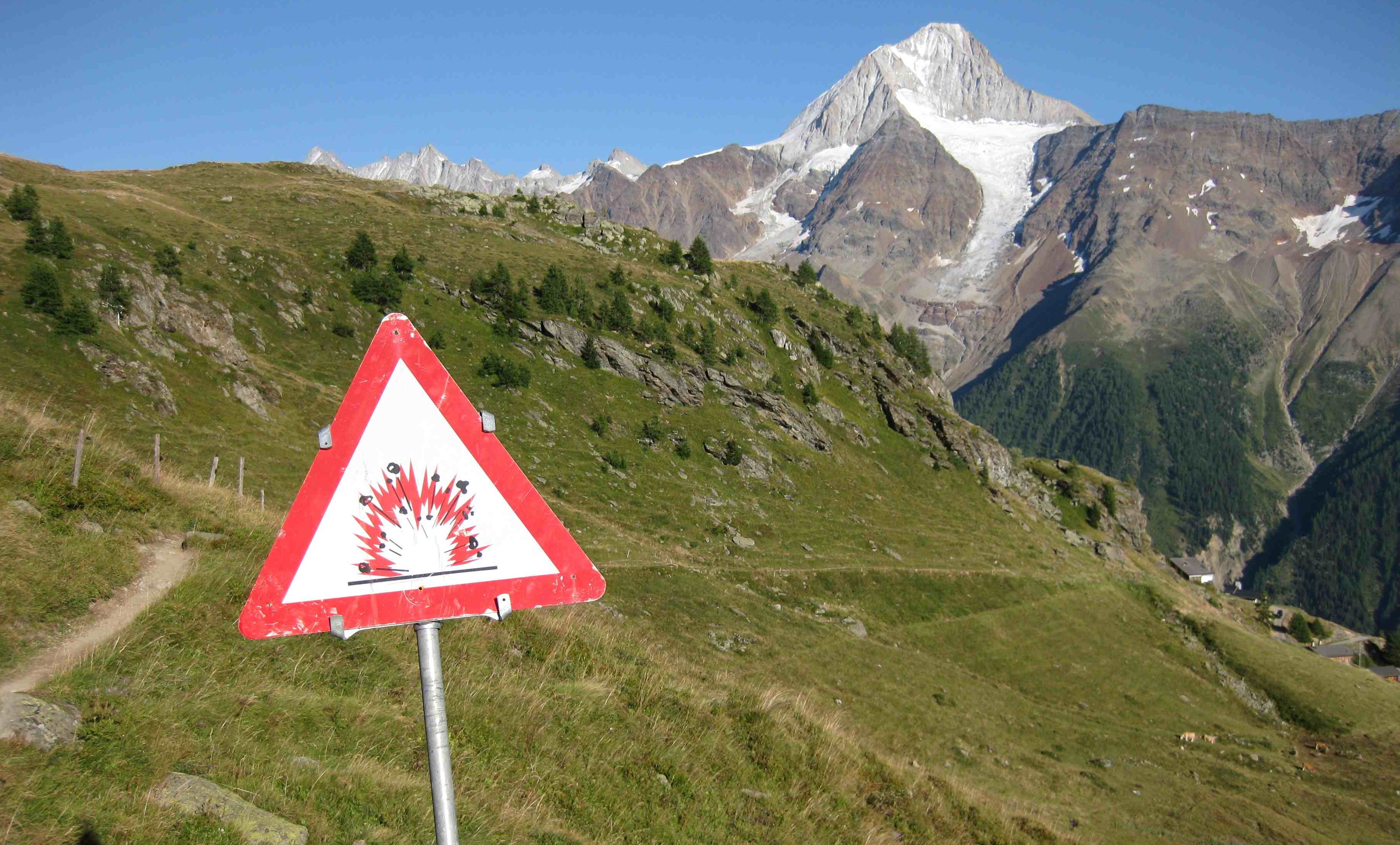 Danger sign in Loetschental, Switzerland